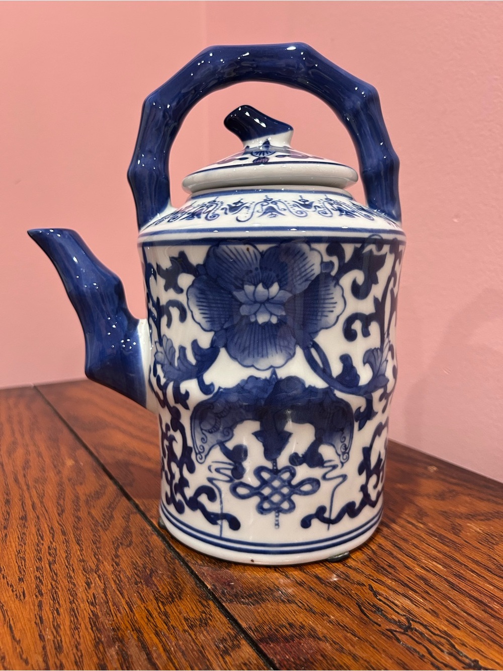 Blue and White Floral Ceramic Teapot - Classic Home Art